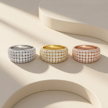 Round Lab Grown Diamond Wide Pavé Band Ring