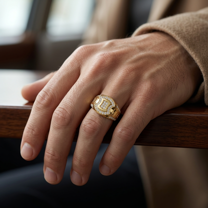Round Lab Grown Diamond Signet Ring