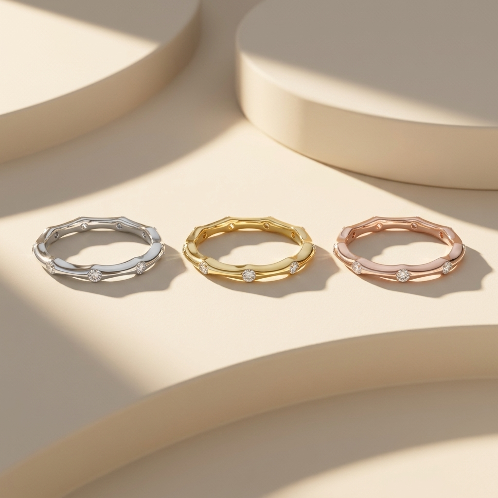 Round Lab Grown Diamond Bezel Wedding Band Ring