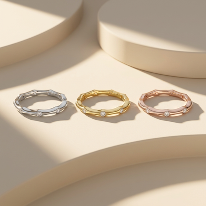 Round Lab Grown Diamond Bezel Wedding Band Ring
