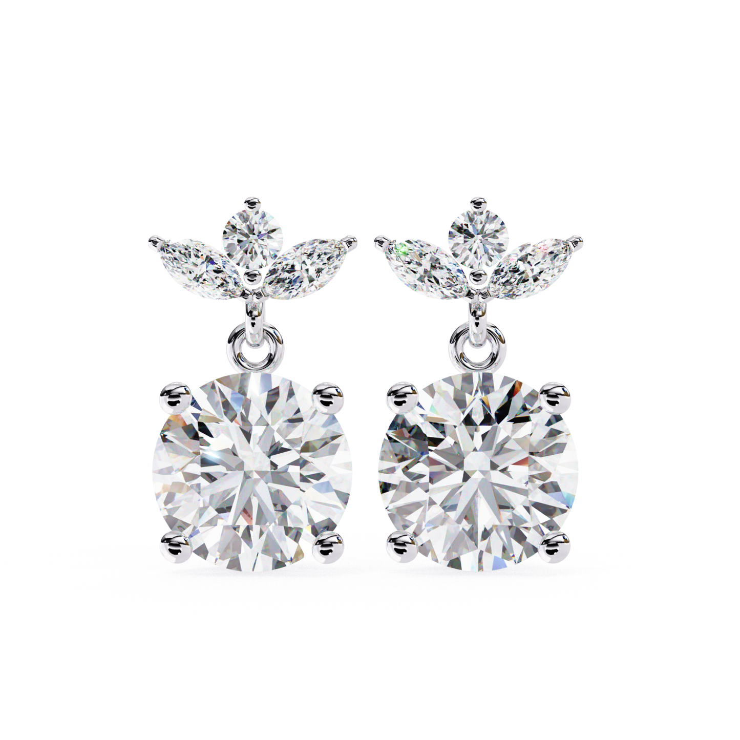 Diamond Leaf Drop Lab Grown Earrings in Gold | Elegant Fine Jewelry