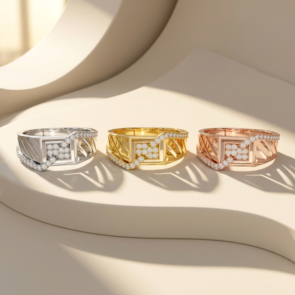 Modern Square Cluster Lab Grown Diamond Openwork Ring
