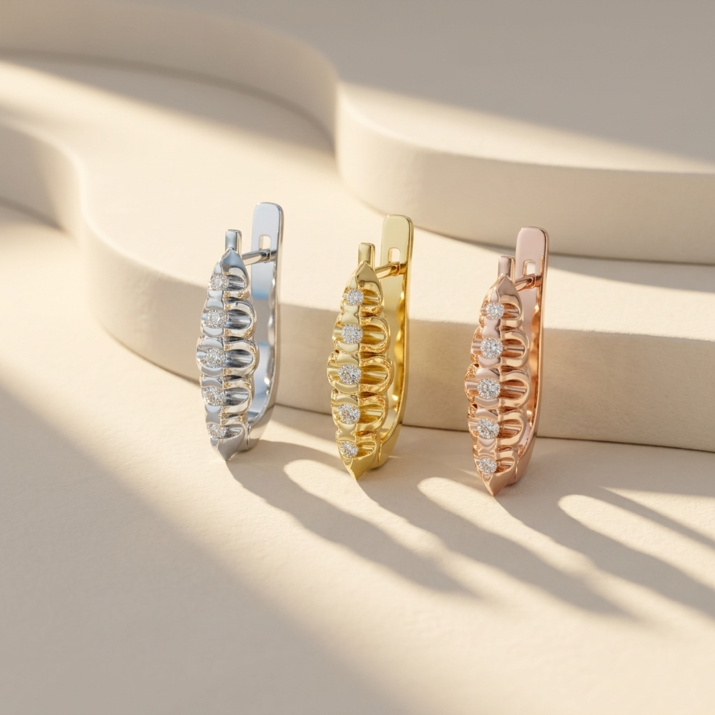 Round Lab Grown Diamond Huggie Hoop Earrings