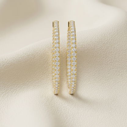Round Lab Grown Diamond Inside Outside Hoop Earrings