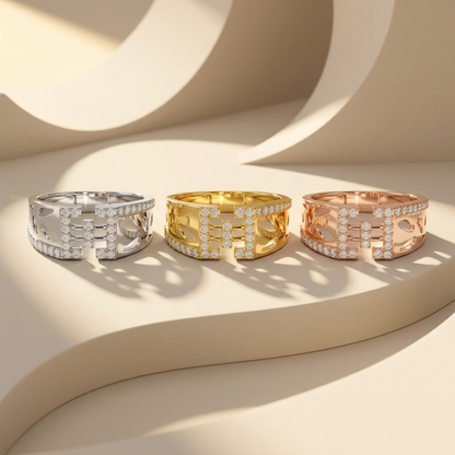 Modern Round Lab Grown Diamond Open Link Ring