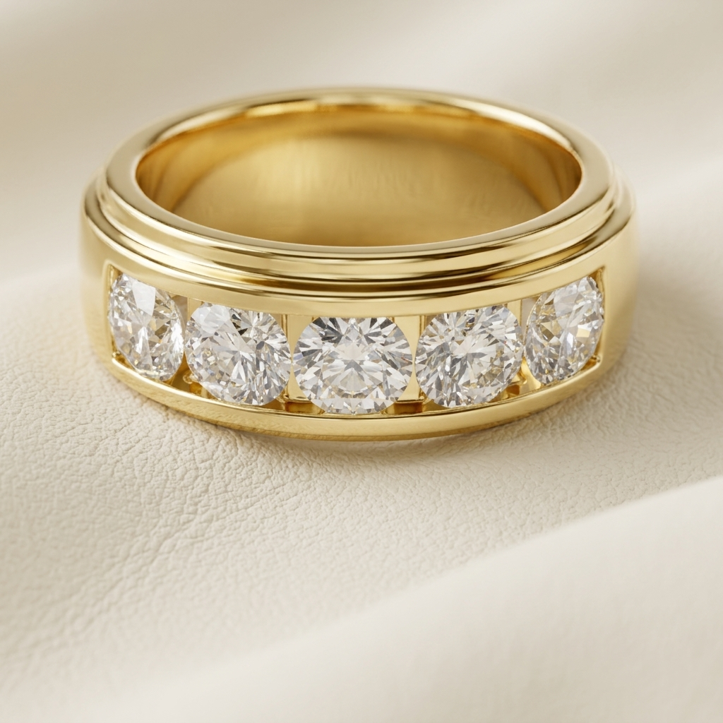 Round Lab Grown Diamond Five Stone Band Ring