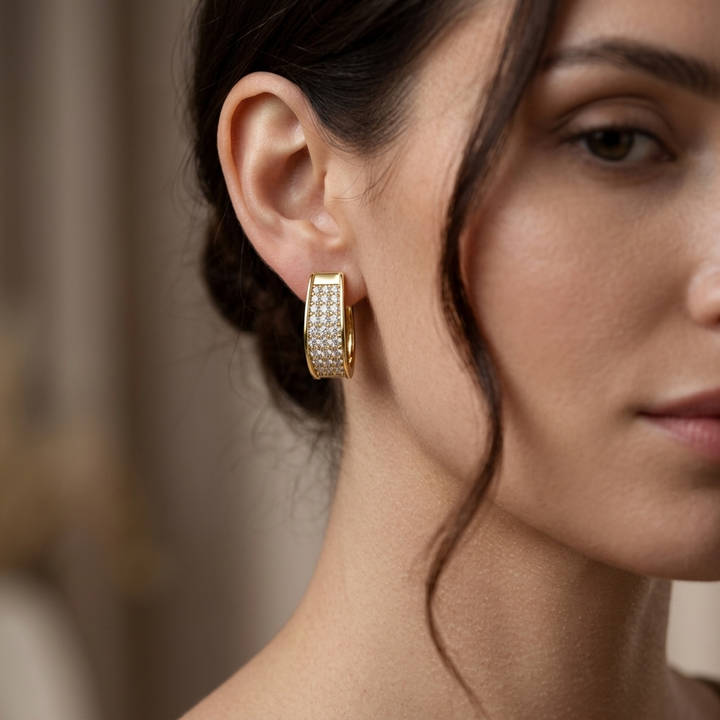 Round Lab Grown Diamond Pavé Hoop Earrings