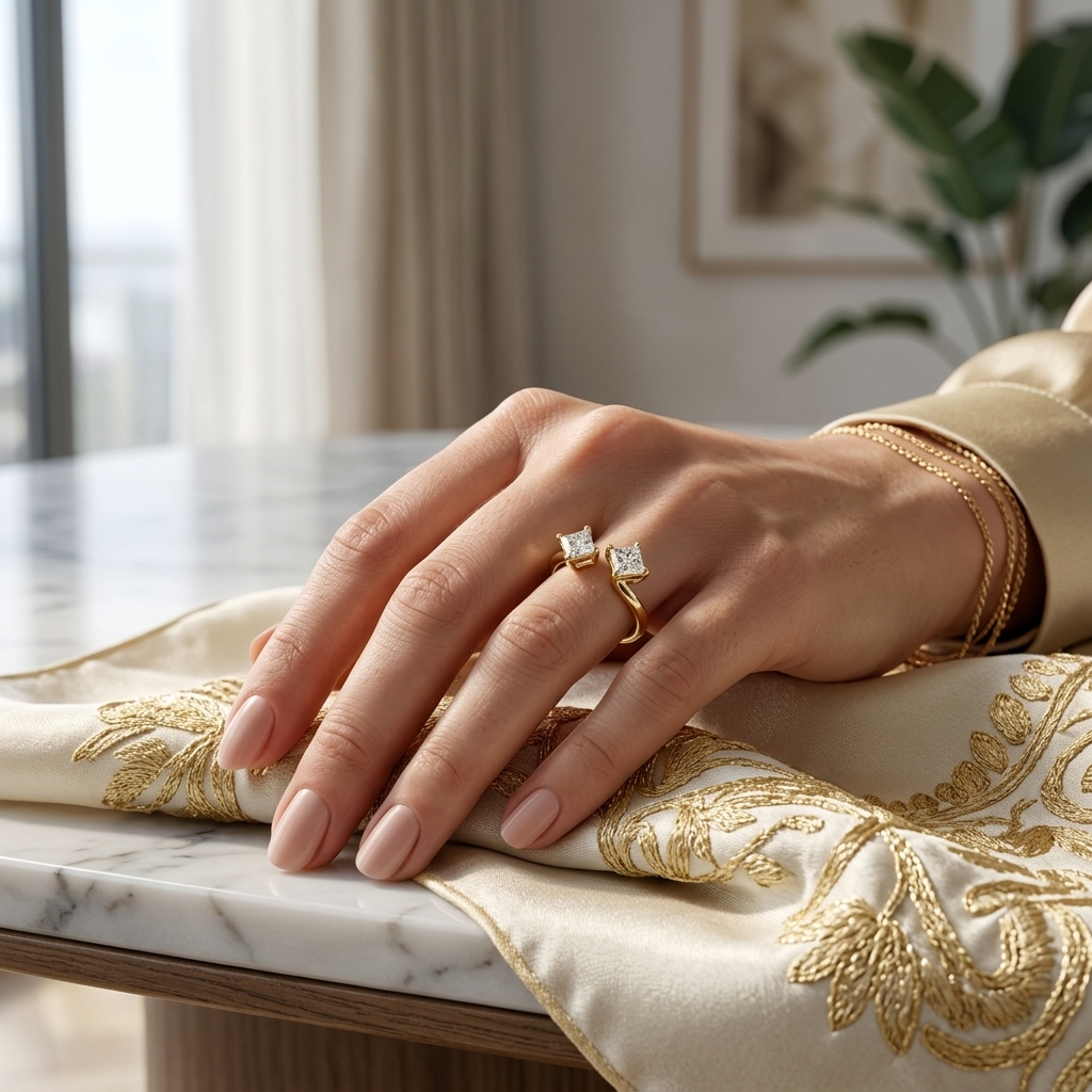 Princess Cut Lab Grown Diamond Open Bypass Ring