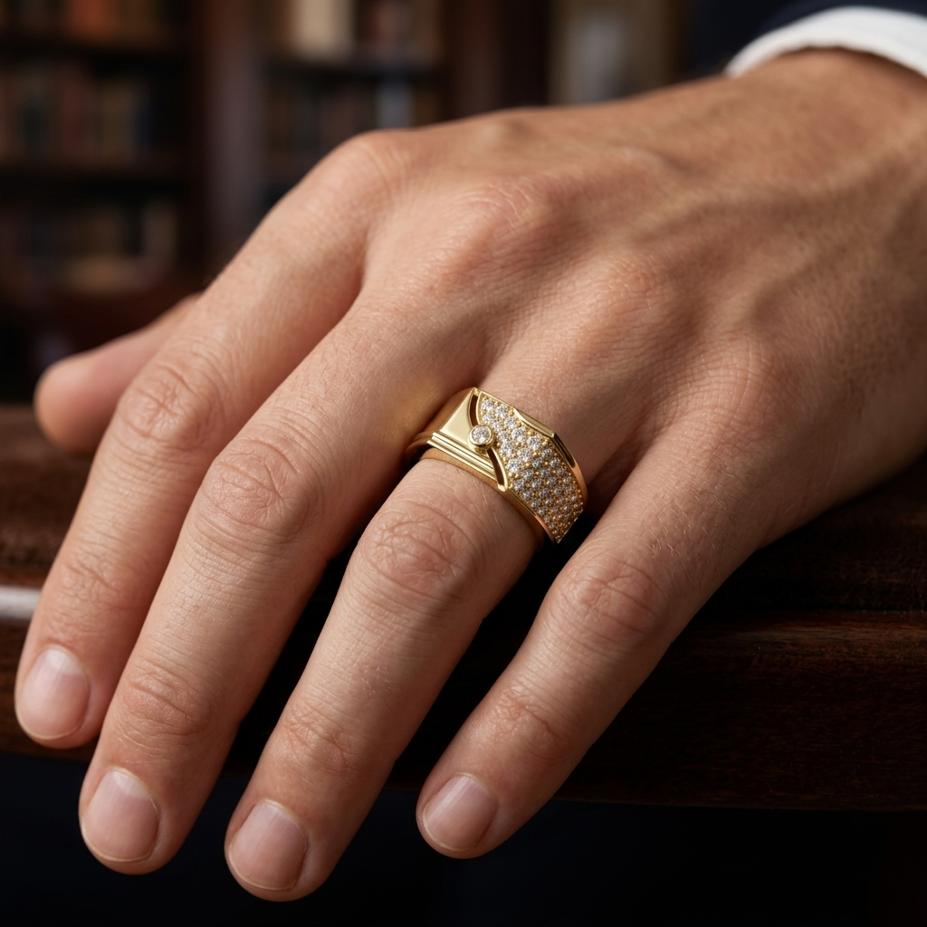 Modern Pavé Shield Lab Grown Diamond Statement Ring