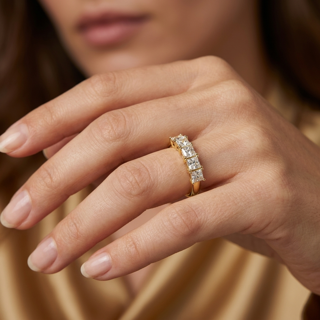 Princess Cut Lab Grown Diamond Five Stone Ring