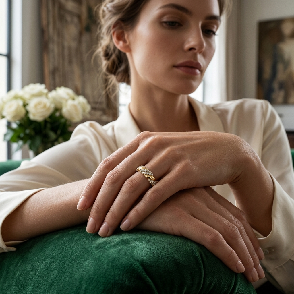 Round Lab Grown Diamond Twisted Rope Band Ring