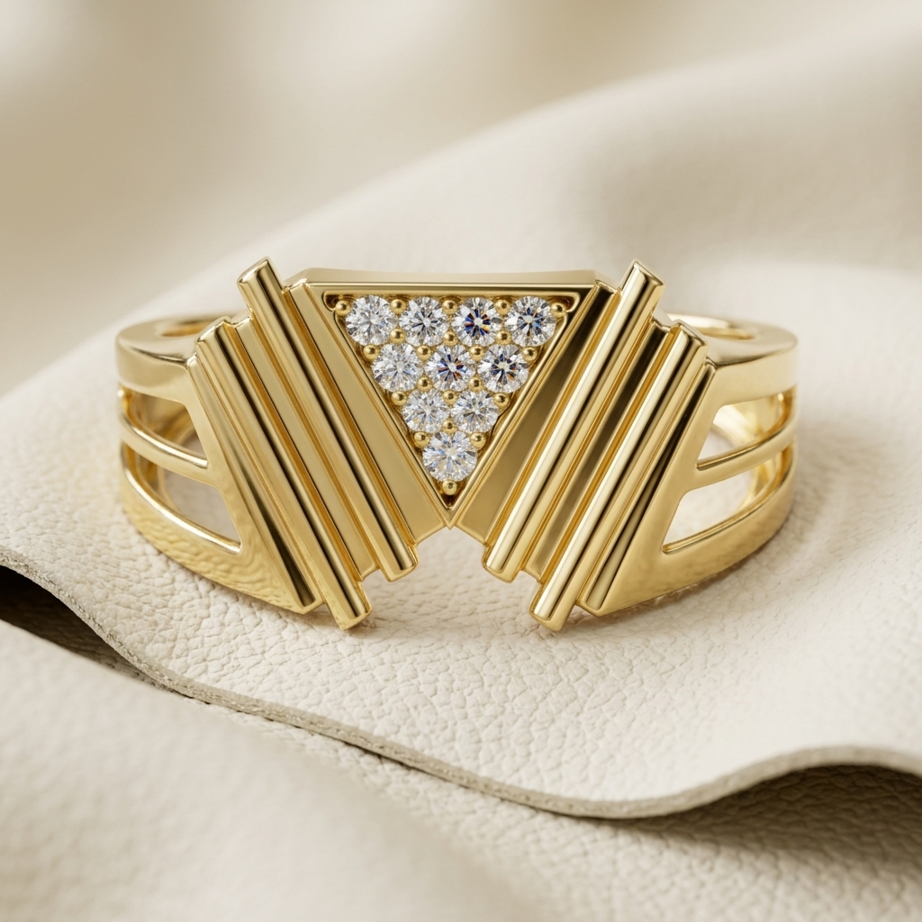 Round Lab Grown Diamond Triangle Statement Ring