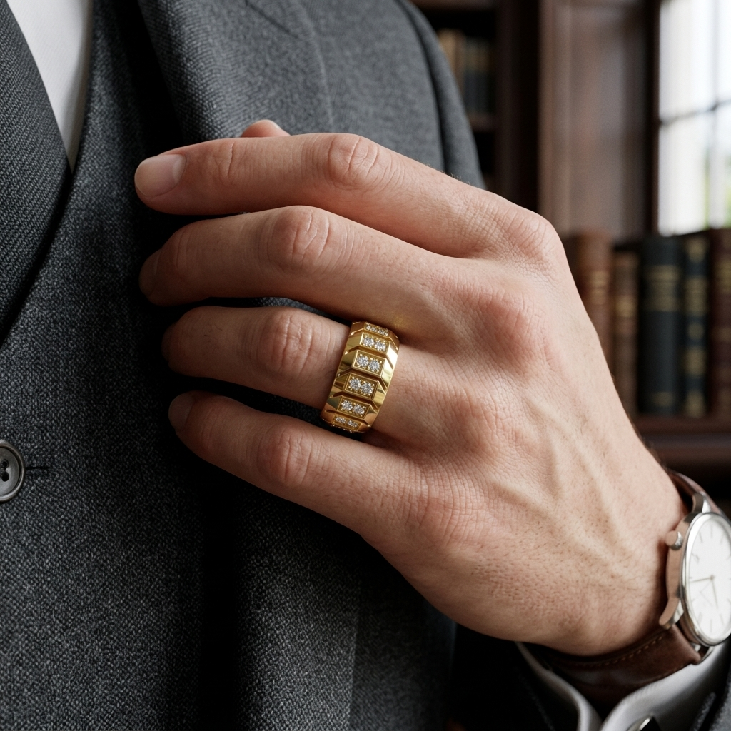 Modern Multi Panel Round Lab Grown Diamond Ring