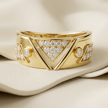 Round Lab Grown Diamond Triangle Geometric Ring
