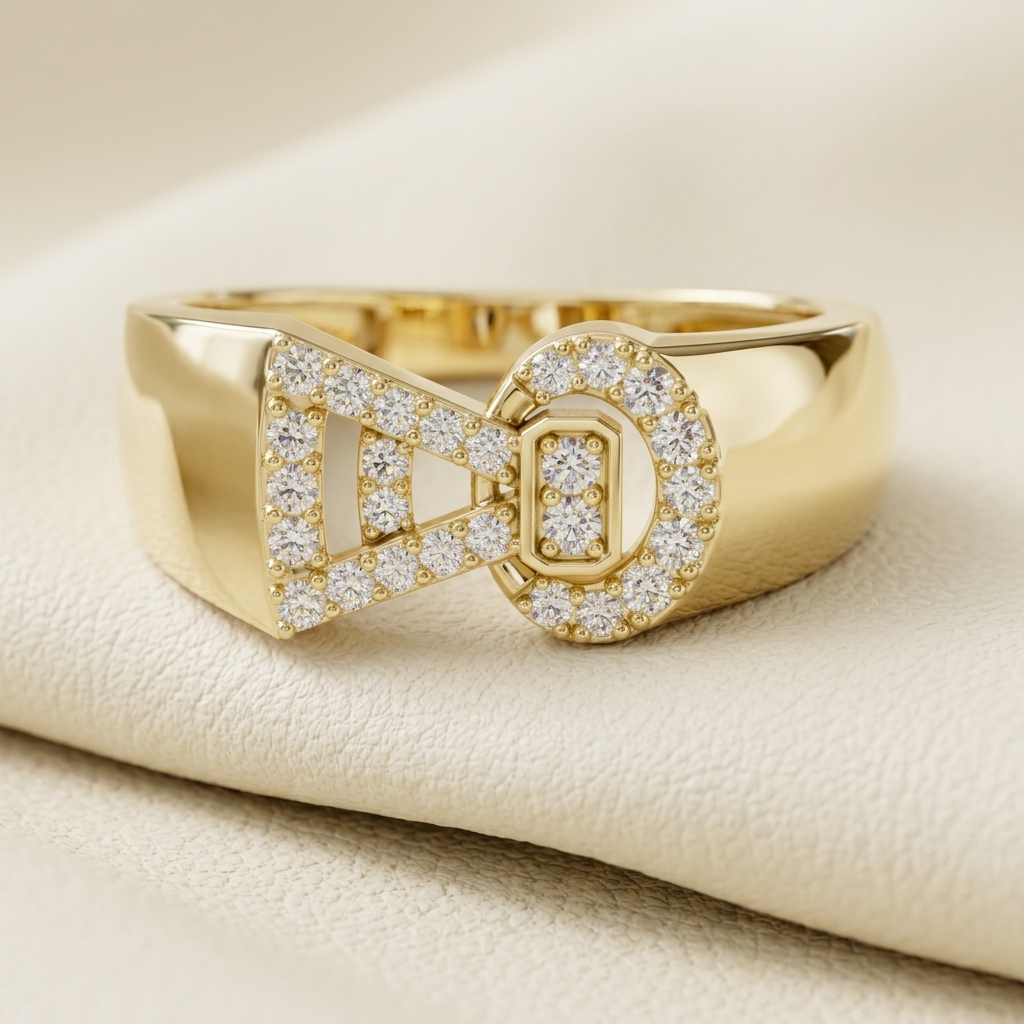 Round Lab Grown Diamond Geometric Statement Ring