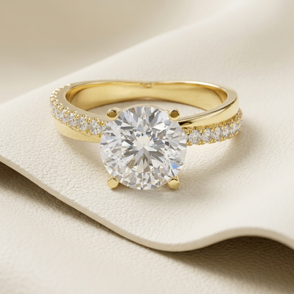 Round Lab Grown Diamond Solitaire Engagement Ring