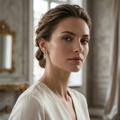 Round Lab Grown Diamond Criss Cross Hoop Earrings