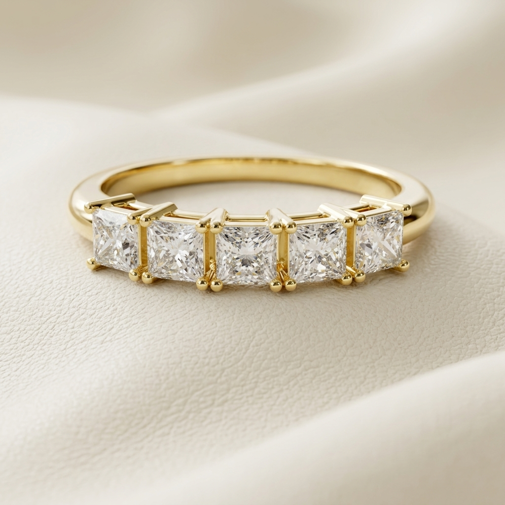 Princess Cut Lab Grown Diamond Five Stone Ring