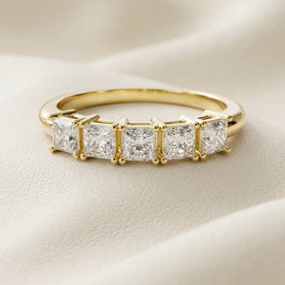 Princess Cut Lab Grown Diamond Five Stone Ring