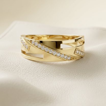 Modern Arrow Line Round Lab Grown Diamond Ring