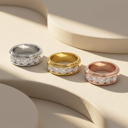 Round Lab Grown Diamond Five Stone Band Ring