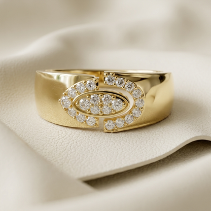 Round Lab Grown Diamond Evil Eye Signet Ring