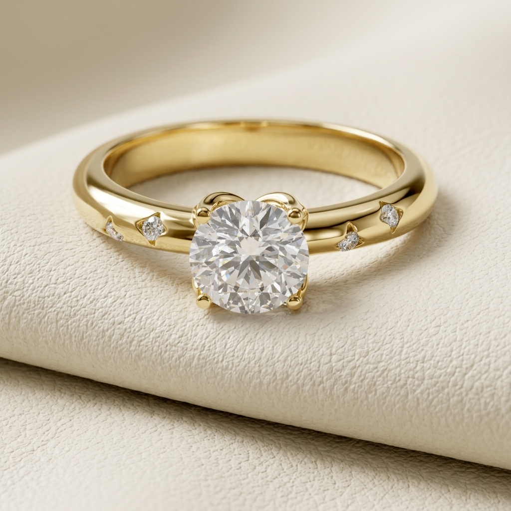 Round Lab Grown Diamond Solitaire Engagement Ring
