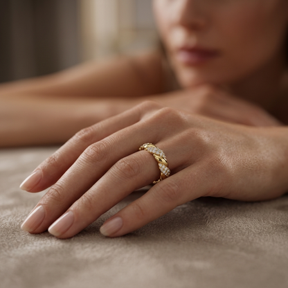 Round Lab Grown Diamond Twisted Rope Band Ring