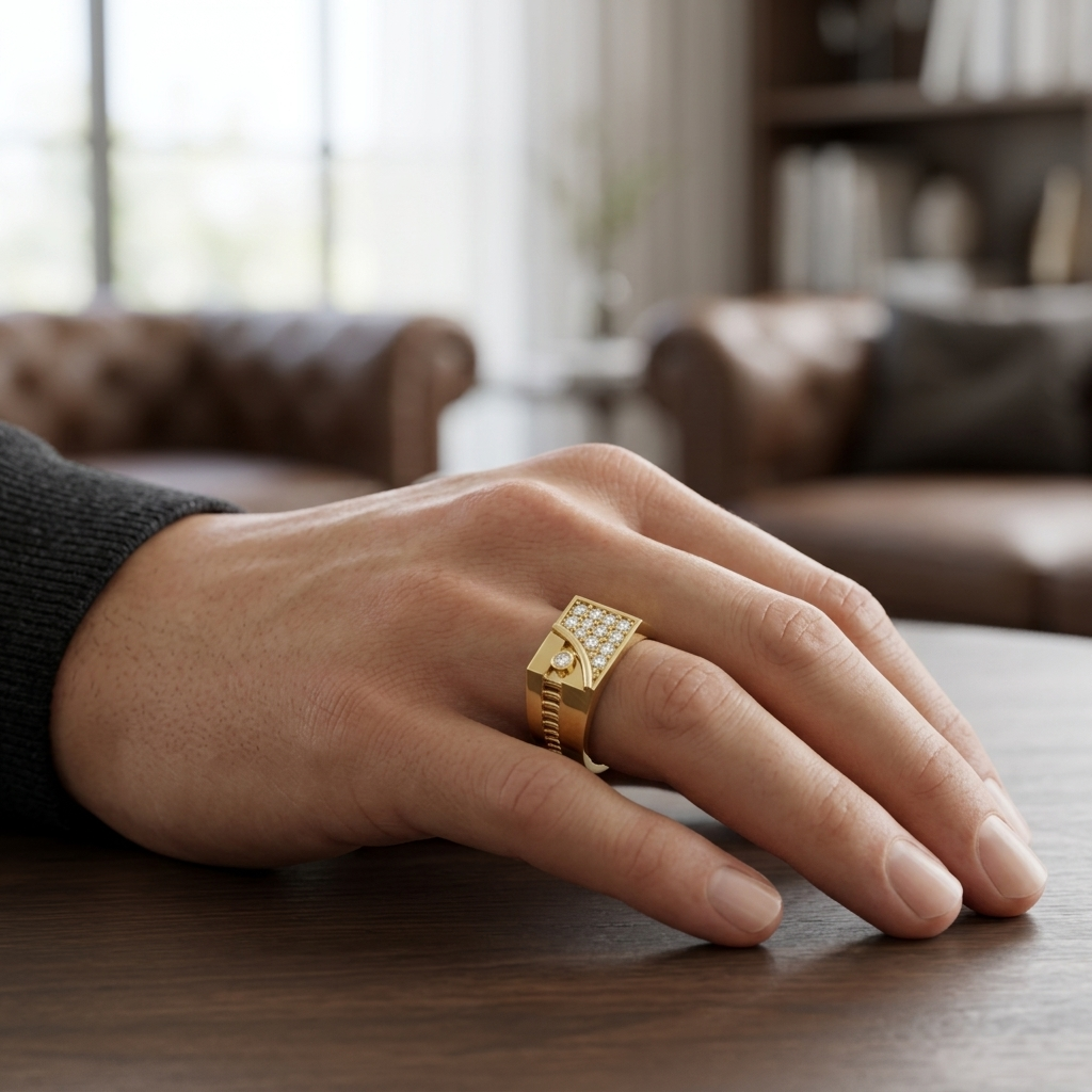 Modern Square Cluster Lab Grown Diamond Signet Ring