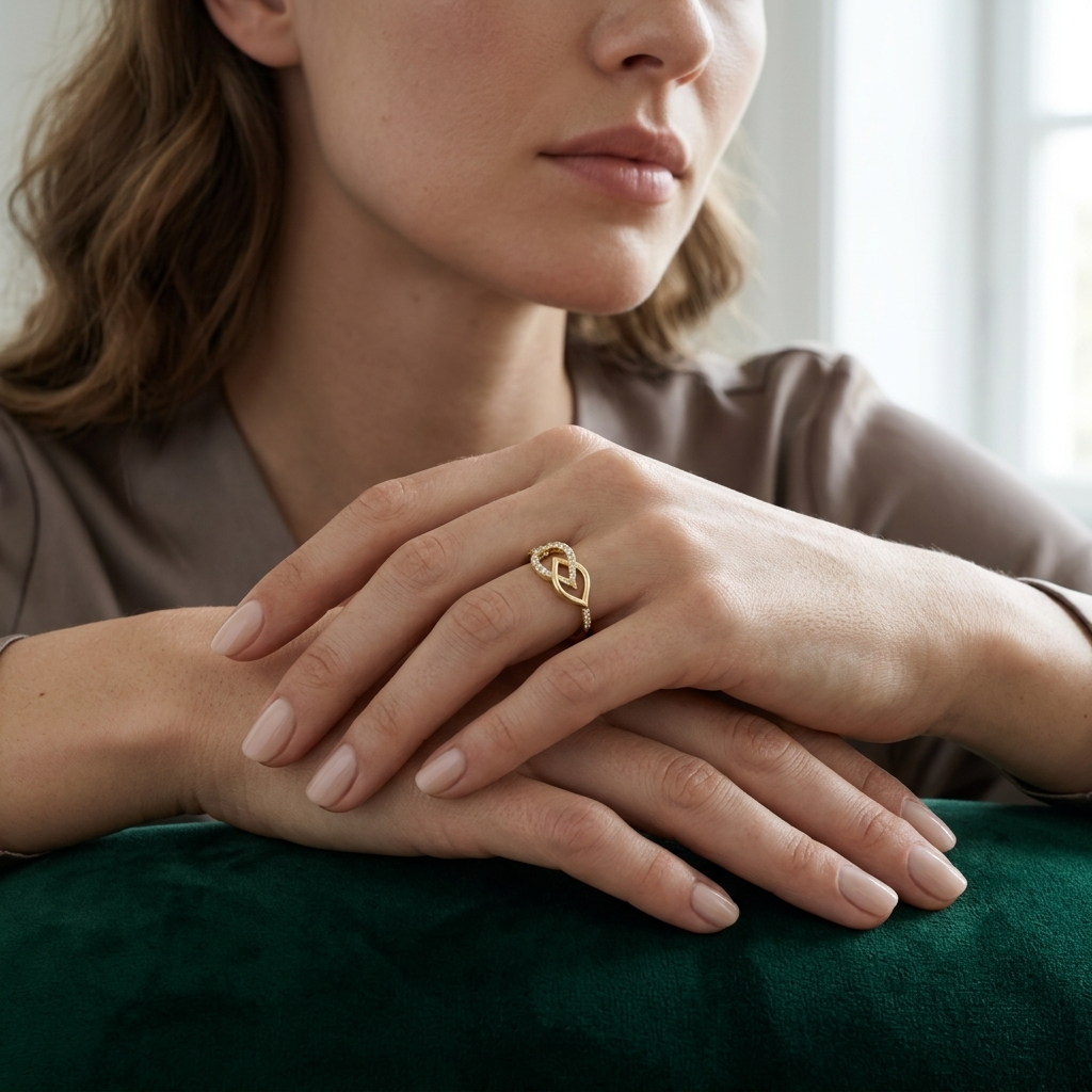 Round Lab Grown Diamond Open Leaf Bypass Ring