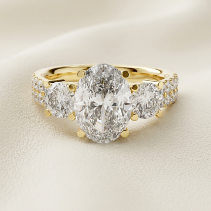 Oval Lab Grown Diamond Three Stone Engagement Ring