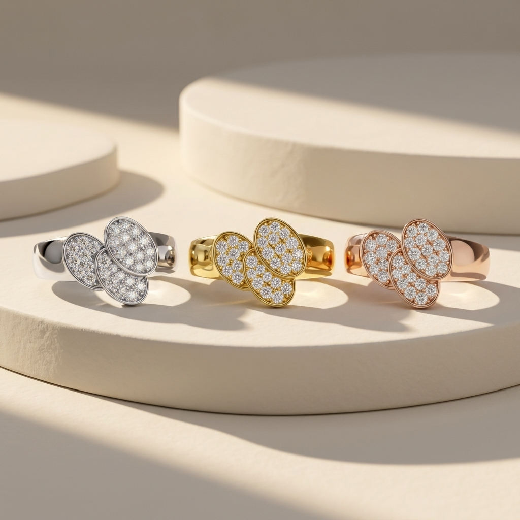 Round Lab Grown Diamond Floral Cluster Ring