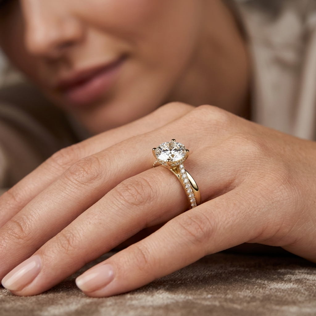 Round Lab Grown Diamond Solitaire Engagement Ring