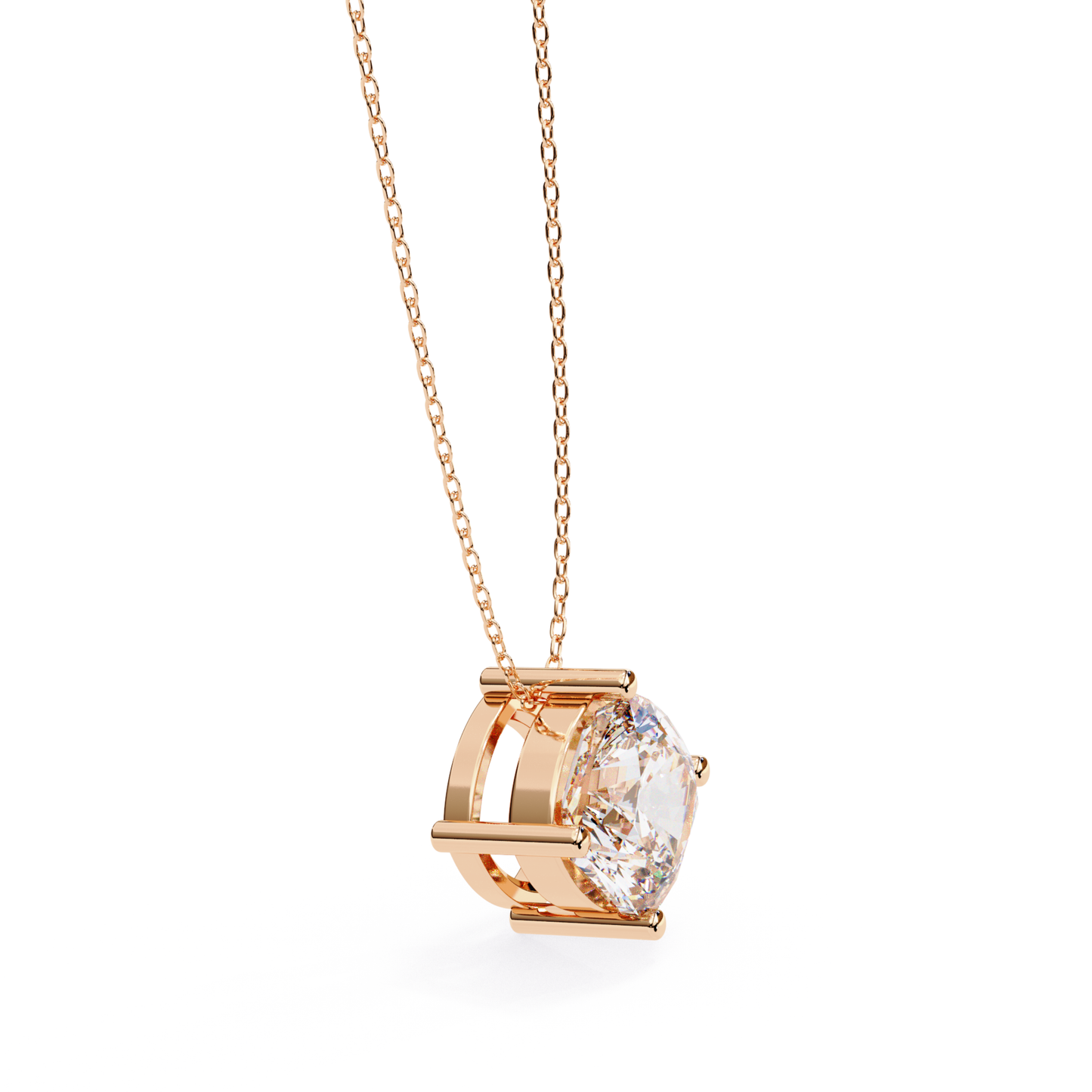 Cushion Square Lab Grown Diamond Pendant With Chain | 18K