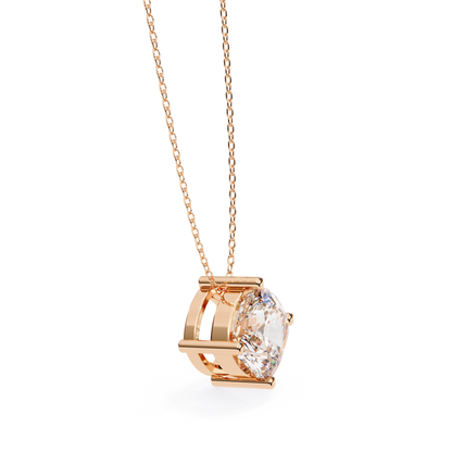 Cushion Square Lab Grown Diamond Pendant With Chain | 18K