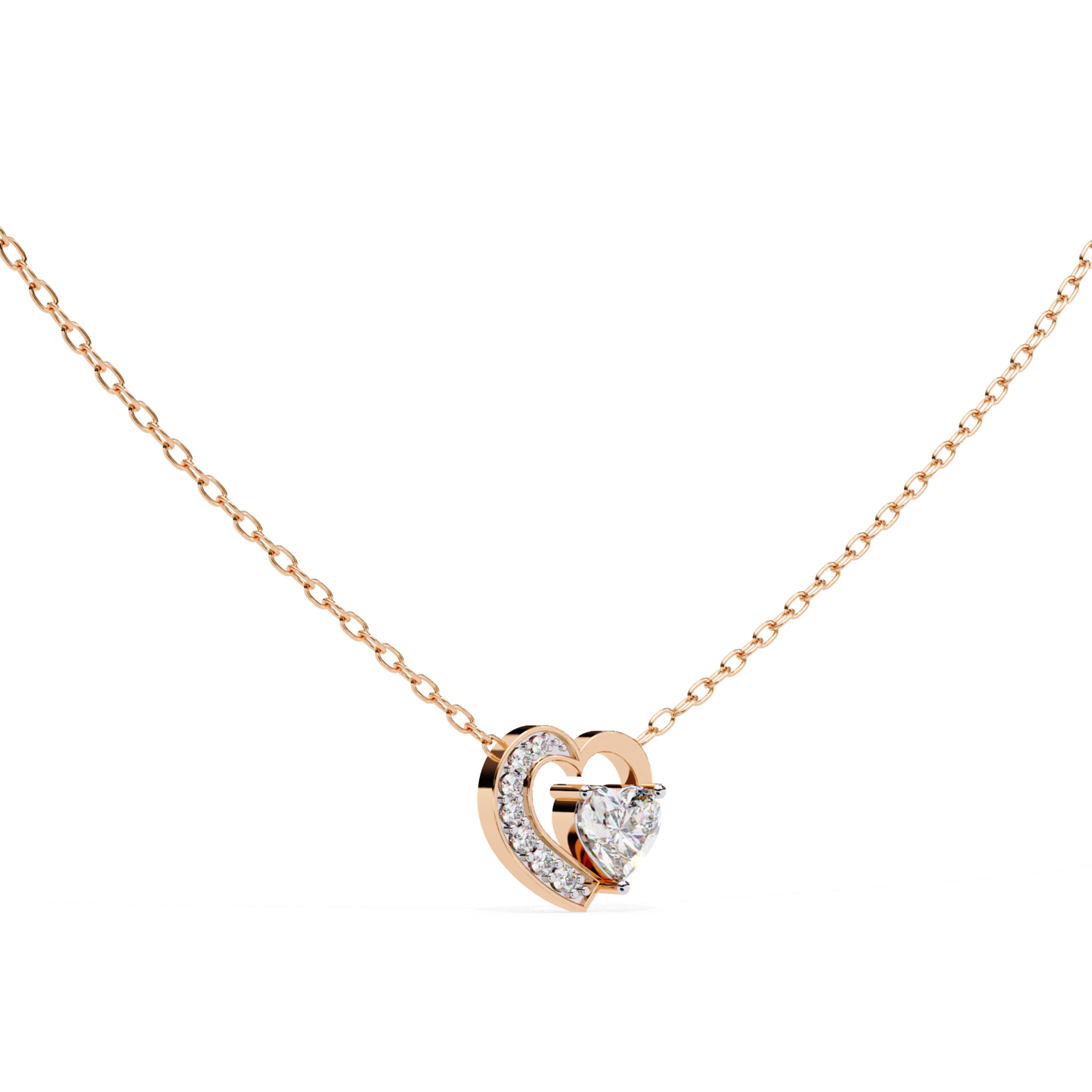 Heart Cut Lab Grown Diamond Double Heart Pendant With Chain