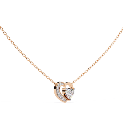 Heart Cut Lab Grown Diamond Double Heart Pendant With Chain