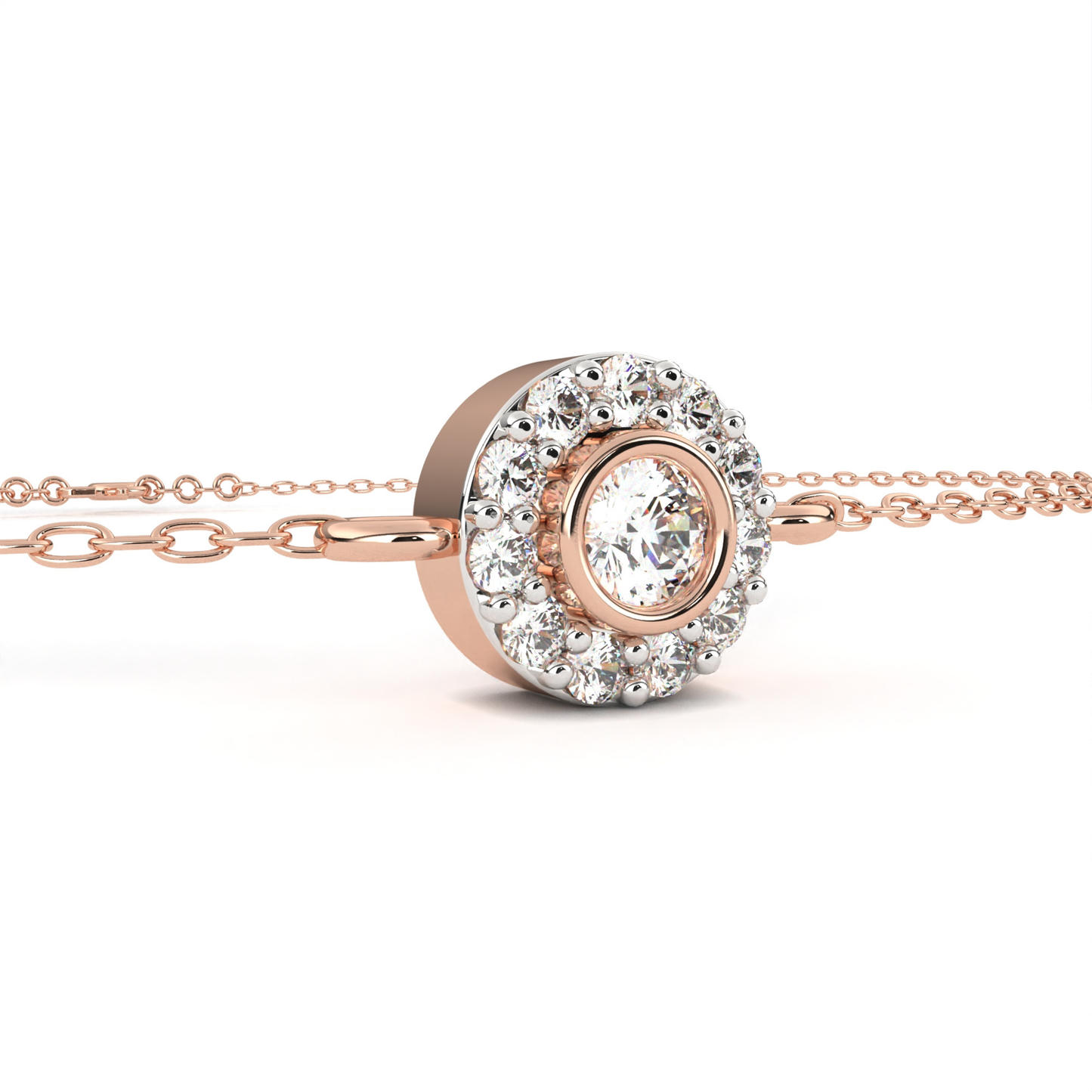ラディアント ヘイロー ダイヤモンドブレスレット | ファインラグジュアリー 18K 14K 10K ゴールド