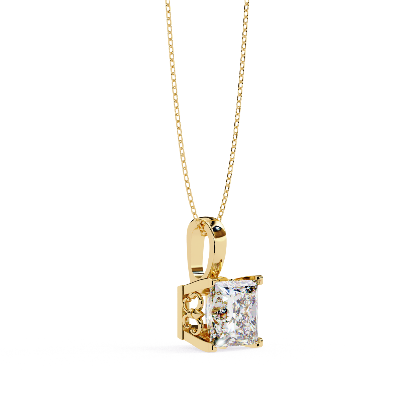 Luxe Princess Radiance Pendant | 18K Fine Gold Jewelry