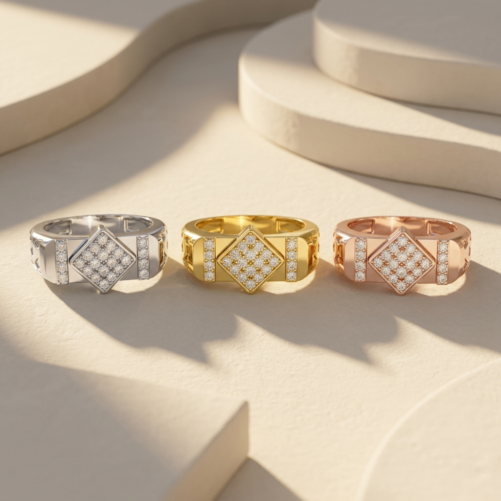 Round Lab Grown Diamond Geometric Diamond Shape Ring