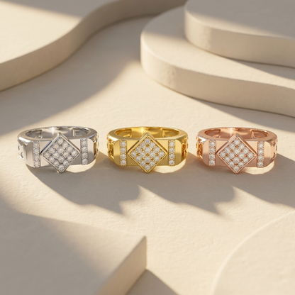 Round Lab Grown Diamond Geometric Diamond Shape Ring