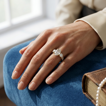 Oval Lab Grown Diamond Three Stone Engagement Ring