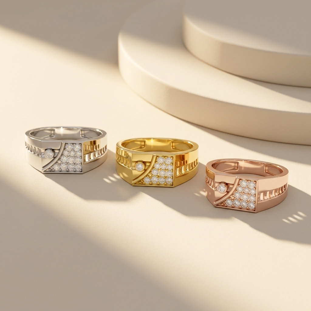 Modern Square Cluster Lab Grown Diamond Signet Ring