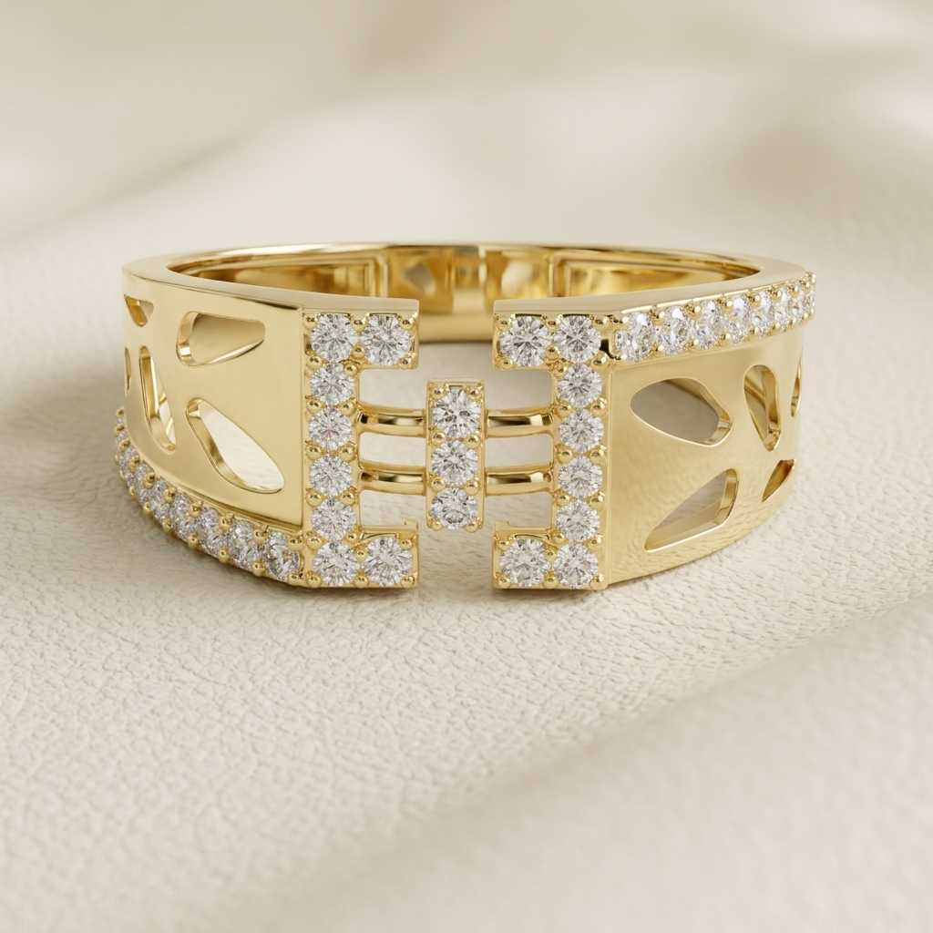 Modern Round Lab Grown Diamond Open Link Ring