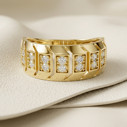 Modern Multi Panel Round Lab Grown Diamond Ring
