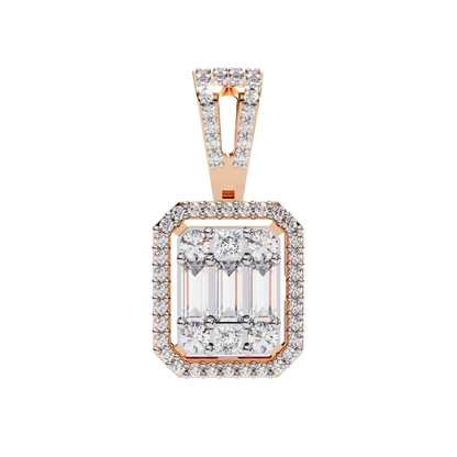 Rose gold diamond cluster rectangular frame