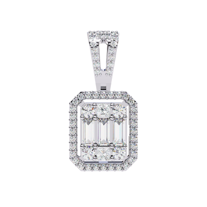 White gold style cluster diamond pendant