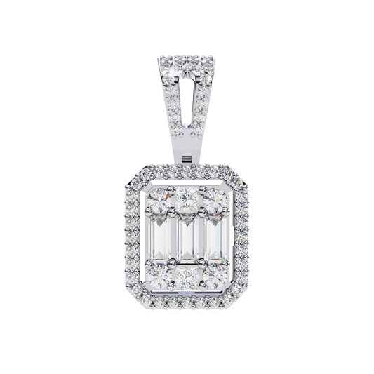 White gold style cluster diamond pendant