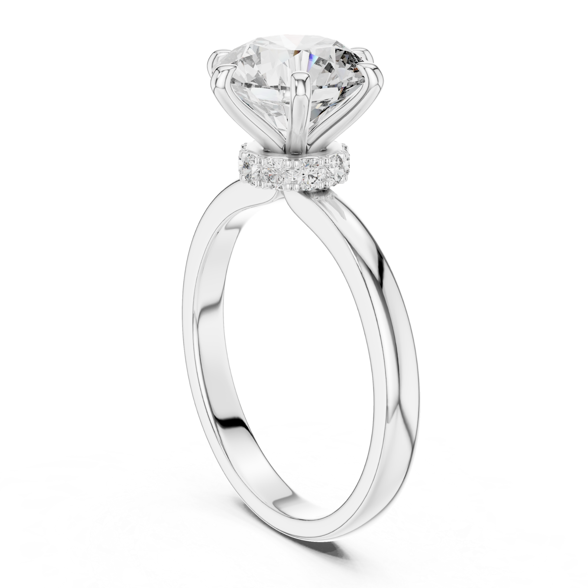 Classic white gold hidden halo diamond ring profile view
Side profile white gold hidden halo diamond ring
Round diamond hidden halo ring profile design
Six prong hidden halo round diamond gold ring
White gold hidden halo solitaire diamond ring
Round brilliant hidden halo diamond ring profile
Polished white gold hidden halo ring design
Hidden halo round diamond ring side profile
White gold round diamond ring vertical view
Classic hidden halo diamond ring profile view