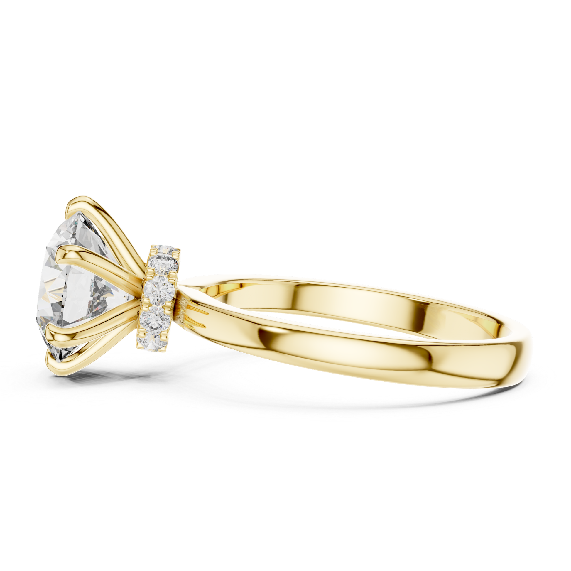 Classic yellow gold hidden halo diamond ring side view
Side profile yellow gold hidden halo diamond ring
Round diamond hidden halo ring side perspective
Six prong hidden halo diamond ring side view
Yellow gold solitaire ring side profile view
Hidden halo round diamond ring side detail
Polished yellow gold diamond ring side angle
Round brilliant hidden halo ring side design
Minimal yellow gold diamond ring side view
Hidden halo solitaire diamond ring side profile